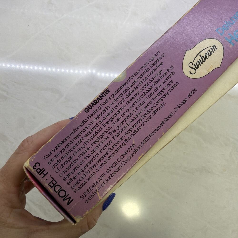 Vintage Rare 1972 Sunbeam Heating Pad Purple Floral Original Box & Manual Tested - Picture 7 of 16